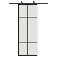 vidaXL Porta Scorrevole con Ferramenta Nera 76x205 cm in Vetro ESG