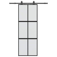 vidaXL Porta Scorrevole Set Ferramenta Nera 76x205 cm Vetro Temperato