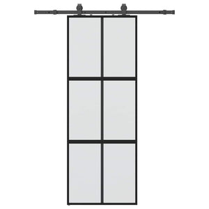 vidaXL Porta Scorrevole Set Ferramenta Nera 76x205 cm Vetro Temperato