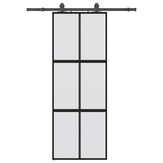 vidaXL Porta Scorrevole Set Ferramenta Nera 76x205 cm Vetro Temperato