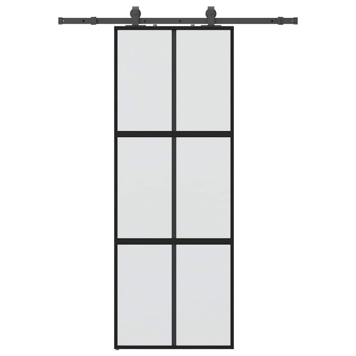 vidaXL Porta Scorrevole Set Ferramenta Nera 76x205 cm Vetro Temperato