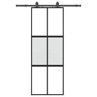 vidaXL Porta Scorrevole Set Ferramenta Nera 76x205 cm Vetro Temperato
