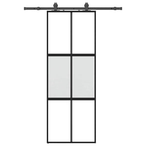 vidaXL Porta Scorrevole Set Ferramenta Nera 76x205 cm Vetro Temperato