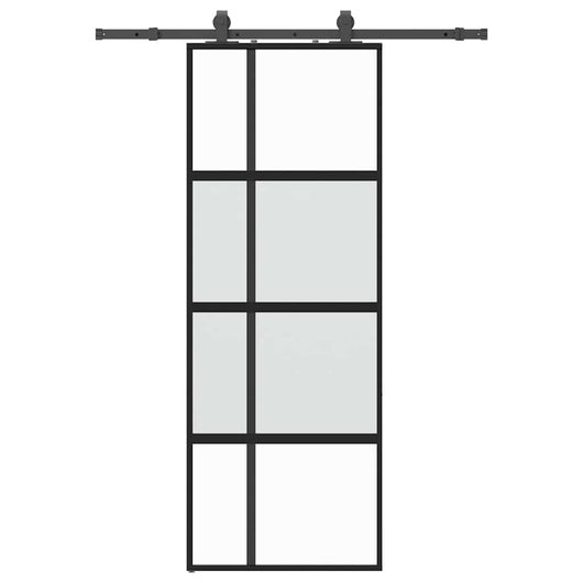 vidaXL Porta Scorrevole Set Ferramenta Nera 76x205 cm Vetro Temperato