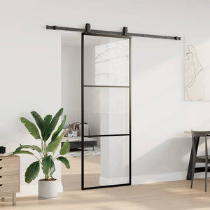 vidaXL Porta Scorrevole con Ferramenta Nera 76x205 cm in Vetro ESG