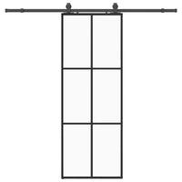 Porta Scorrevole con Ferramenta Nera 76x205 cm in Vetro ESG