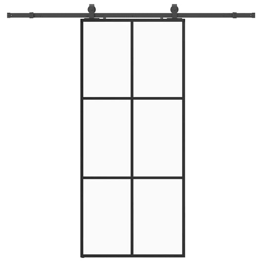Porta Scorrevole con Ferramenta Nera 90x205 cm in Vetro ESG 3375925