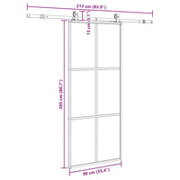 Porta Scorrevole con Ferramenta Nera 90x205 cm in Vetro ESG 3375925