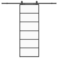 Porta Scorrevole con Ferramenta Nera 76x205 cm in Vetro ESG 3375927