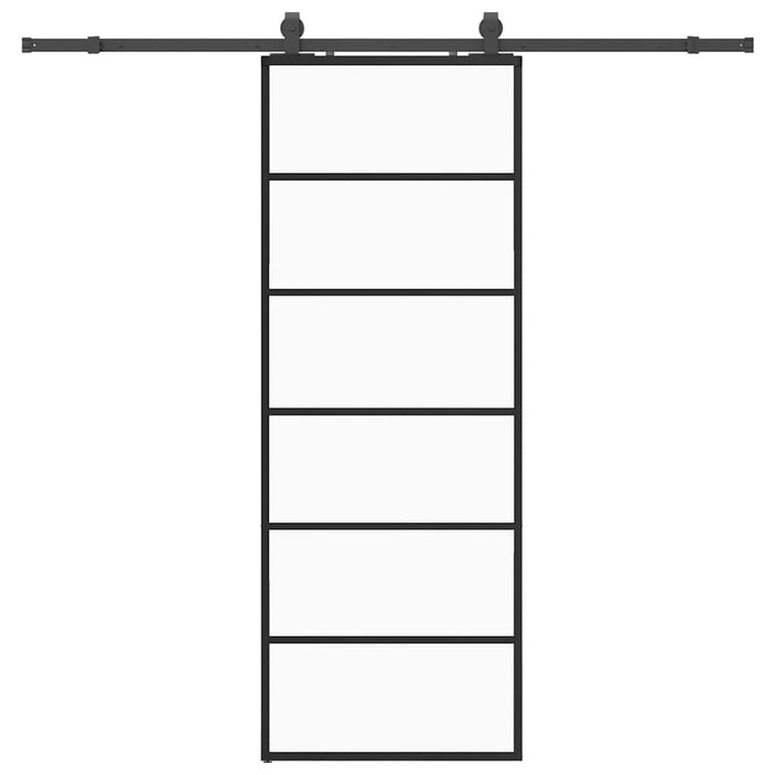 Porta Scorrevole con Ferramenta Nera 76x205 cm in Vetro ESG