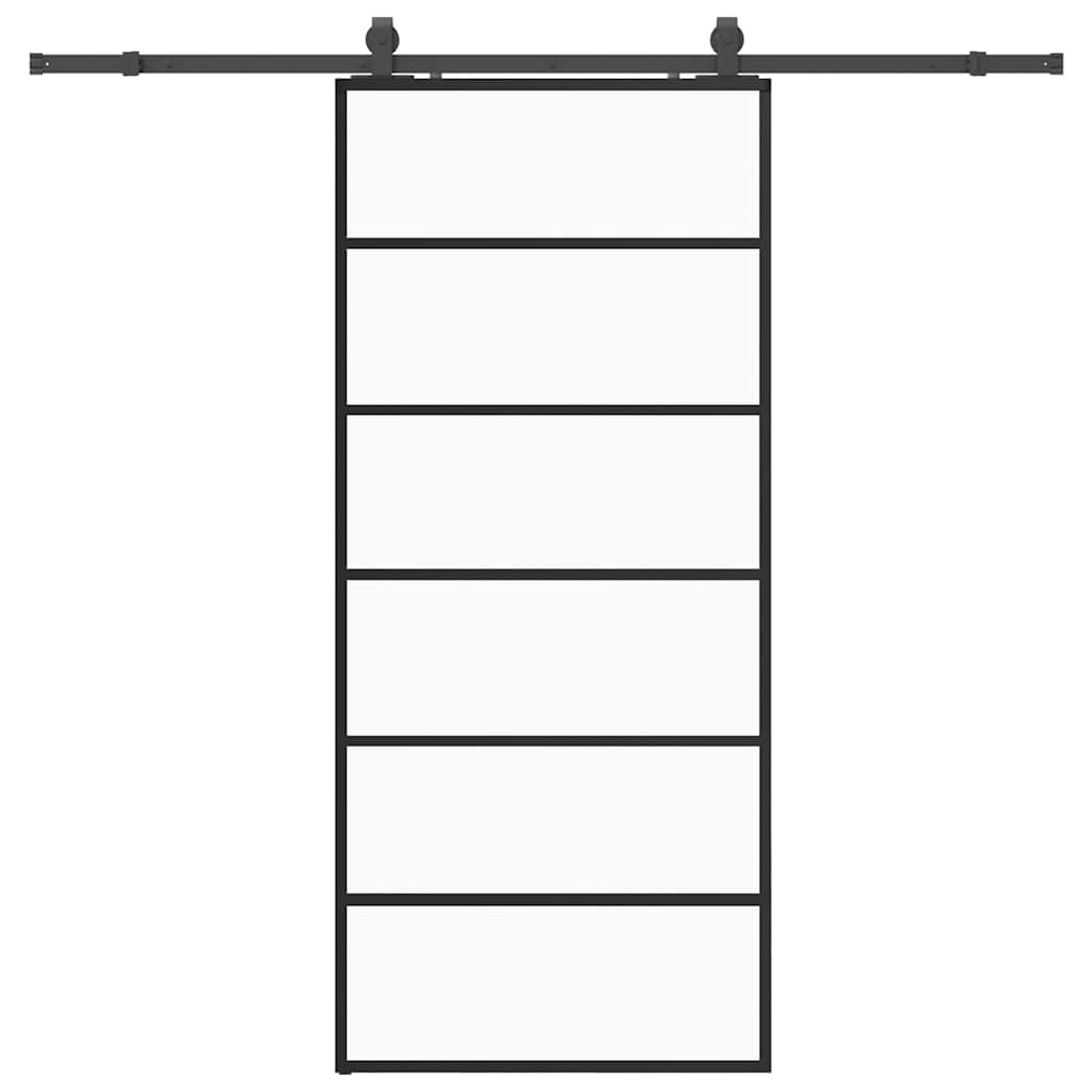 Porta Scorrevole con Ferramenta Nera 90x205 cm in Vetro ESG 3375928