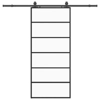 Porta Scorrevole con Ferramenta Nera 90x205 cm in Vetro ESG 3375928