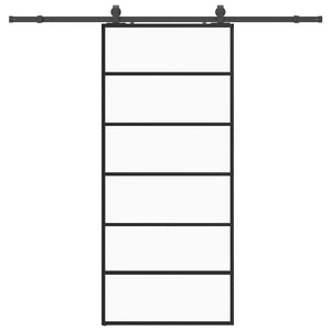 Porta Scorrevole con Ferramenta Nera 90x205 cm in Vetro ESG 3375928