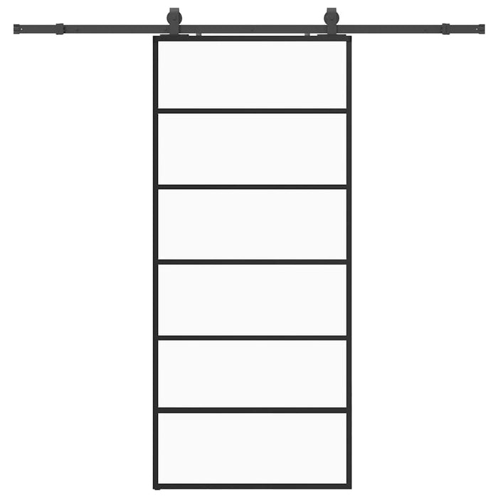 Porta Scorrevole con Ferramenta Nera 90x205 cm in Vetro ESG 3375928