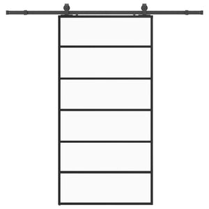 Porta Scorrevole con Ferramenta Nera 102x205 cm in Vetro ESG 3375929