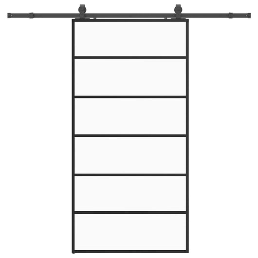 Porta Scorrevole con Ferramenta Nera 102x205 cm in Vetro ESG 3375929