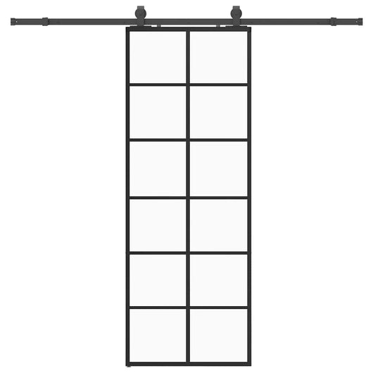 Porta Scorrevole con Ferramenta Nera 76x205 cm in Vetro ESG