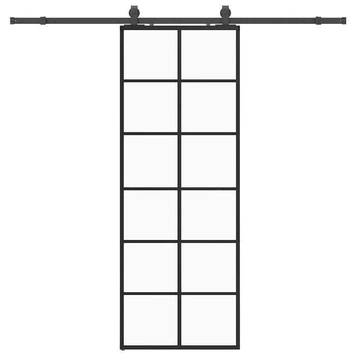 Porta Scorrevole con Ferramenta Nera 76x205 cm in Vetro ESG