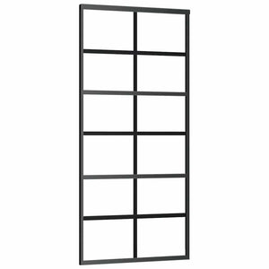 Porta Scorrevole con Ferramenta Nera 90x205 cm in Vetro ESG