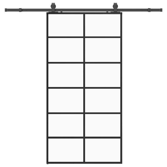 Porta Scorrevole con Ferramenta Nera 102x205 cm in Vetro ESG