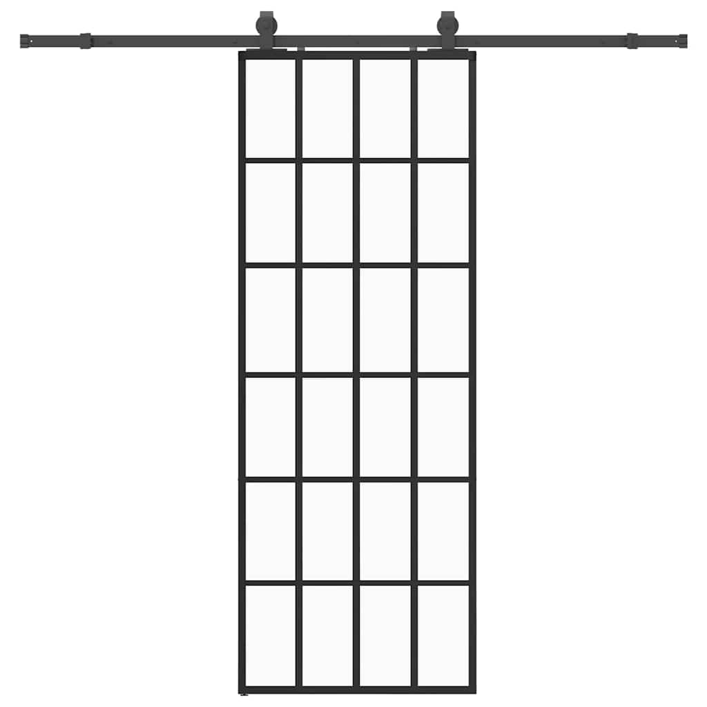 Porta Scorrevole con Ferramenta Nera 76x205 cm in Vetro ESG 3375933
