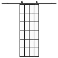 Porta Scorrevole con Ferramenta Nera 76x205 cm in Vetro ESG 3375933