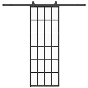 Porta Scorrevole con Ferramenta Nera 76x205 cm in Vetro ESG 3375933