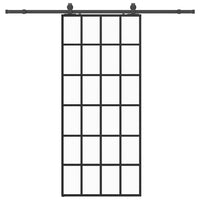 Porta Scorrevole con Ferramenta Nera 90x205 cm in Vetro ESG 3375934