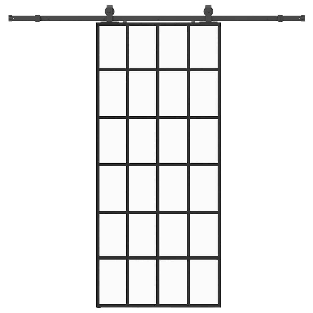 vidaXL Porta Scorrevole con Ferramenta Nera 90x205 cm in Vetro ESG