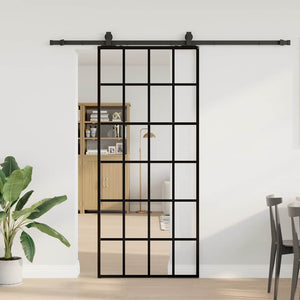 vidaXL Porta Scorrevole con Ferramenta Nera 90x205 cm in Vetro ESG