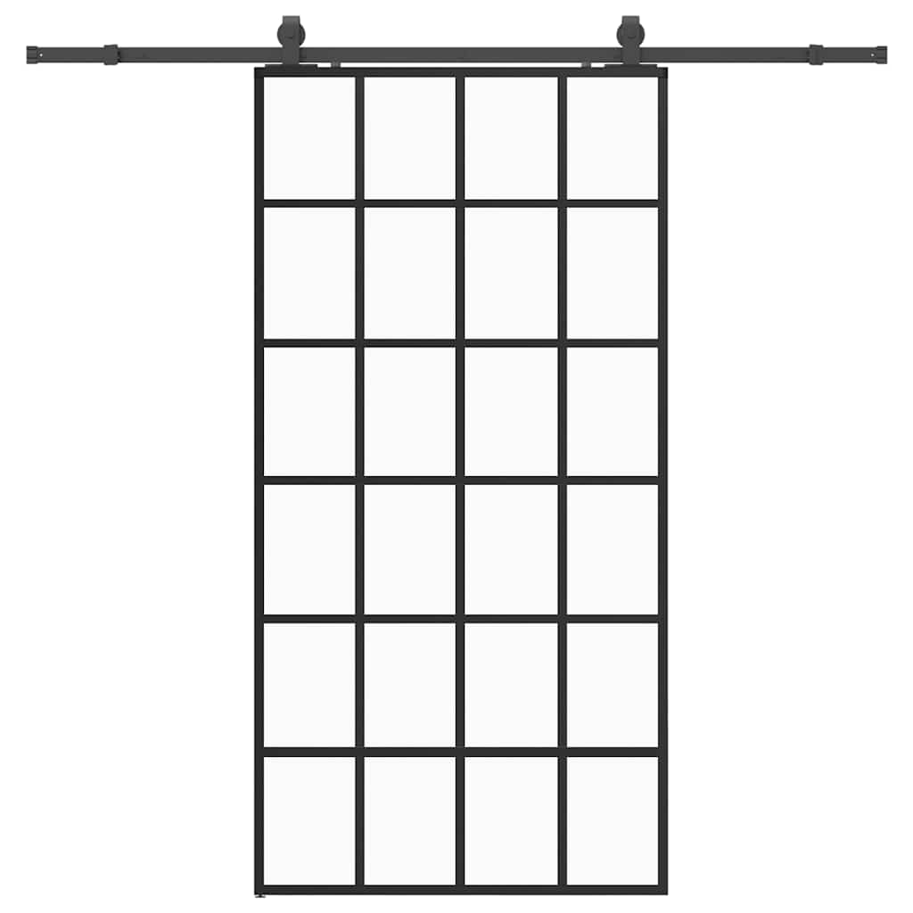 Porta Scorrevole con Ferramenta Nera 102x205 cm in Vetro ESG 3375935