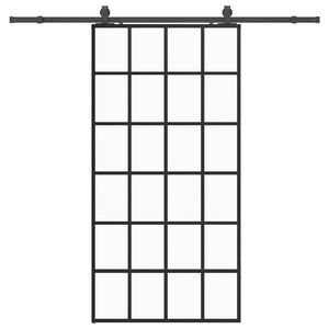 Porta Scorrevole con Ferramenta Nera 102x205 cm in Vetro ESG 3375935