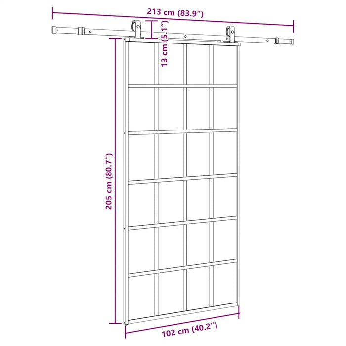vidaXL Porta Scorrevole con Ferramenta Nera 102x205 cm in Vetro ESG