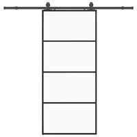 Porta Scorrevole con Ferramenta Nera 90x205 cm in Vetro ESG 3375938