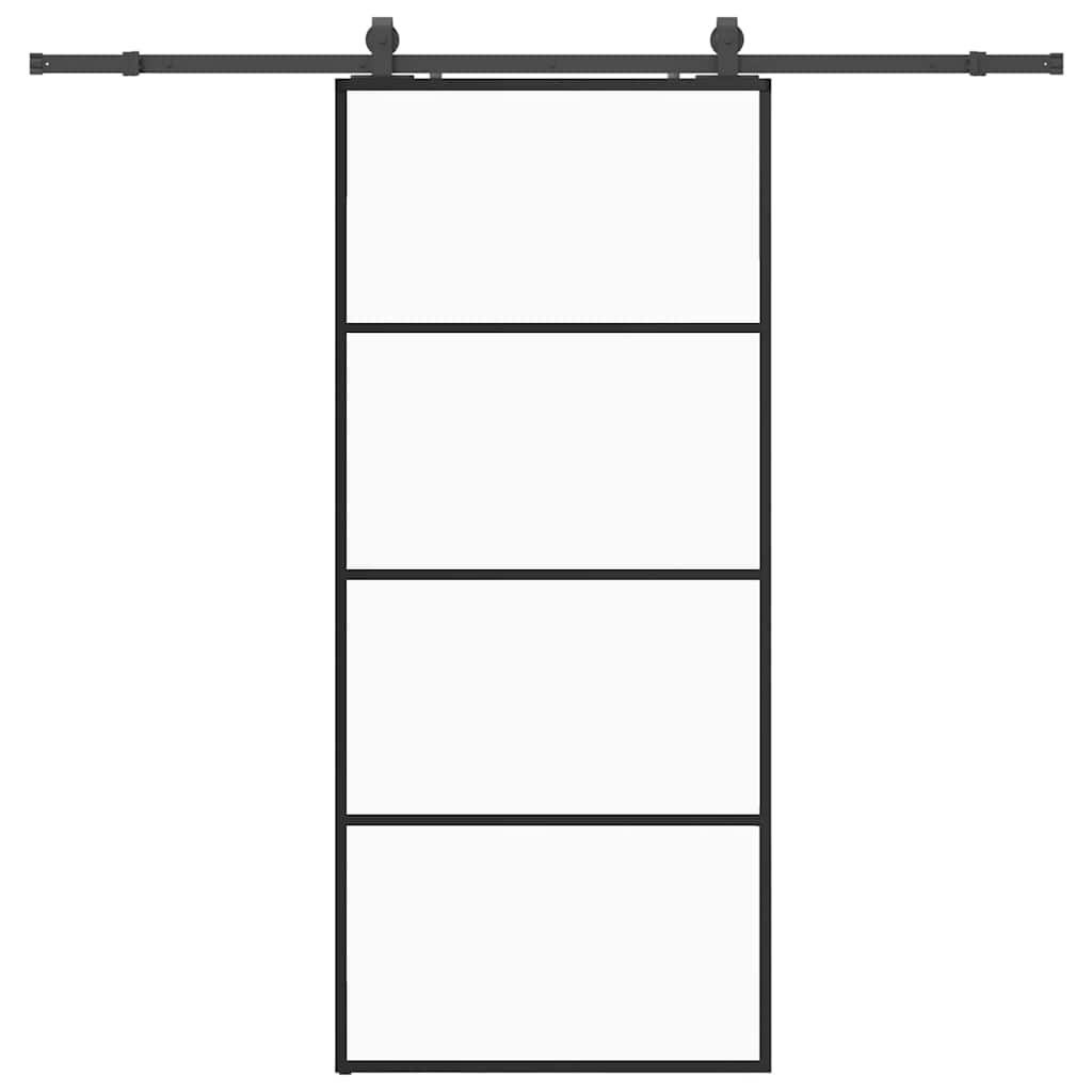 Porta Scorrevole con Ferramenta Nera 90x205 cm in Vetro ESG