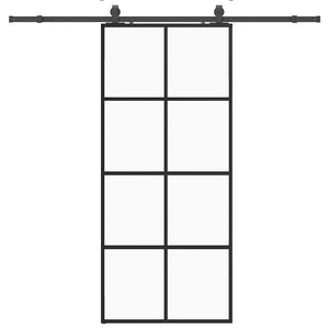 Porta Scorrevole con Ferramenta Nera 90x205 cm in Vetro ESG 3375944