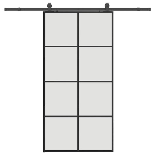 Porta Scorrevole con Ferramenta Nera 102,5x205 cm in Vetro ESG