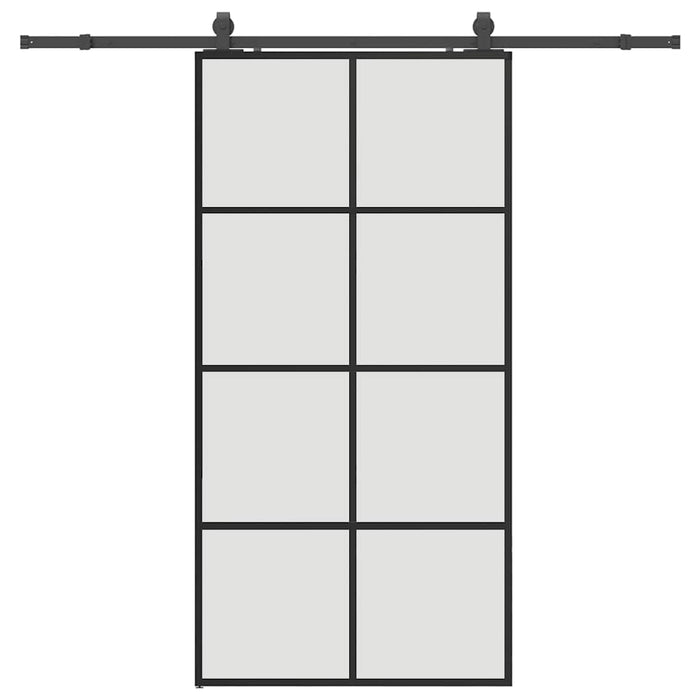 Porta Scorrevole con Ferramenta Nera 102,5x205 cm in Vetro ESG