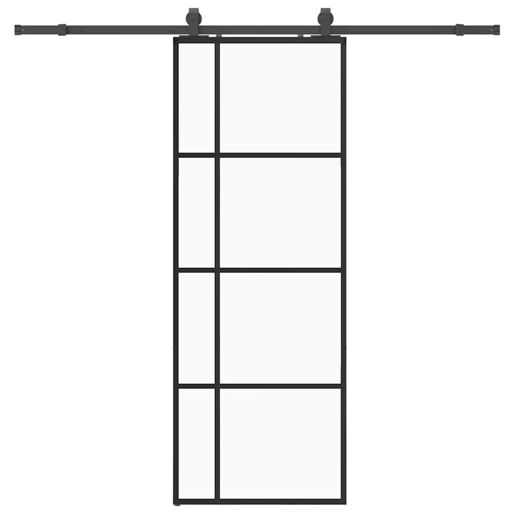 vidaXL Porta Scorrevole con Ferramenta Nera 76x205 cm in Vetro ESG