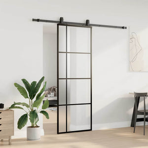 vidaXL Porta Scorrevole con Ferramenta Nera 76x205 cm in Vetro ESG