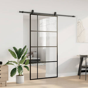 vidaXL Porta Scorrevole con Ferramenta Nera 102,5x205 cm in Vetro ESG