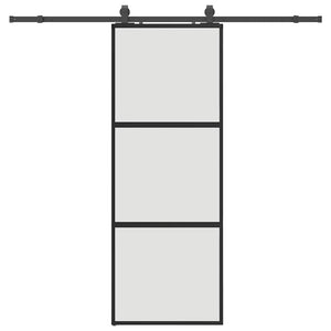 vidaXL Porta Scorrevole Set Ferramenta Nera 76x205 cm Vetro Temperato