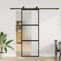vidaXL Porta Scorrevole Set Ferramenta Nera 76x205 cm Vetro Temperato