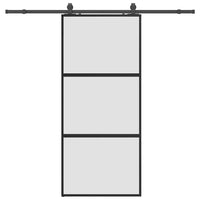vidaXL Porta Scorrevole Set Ferramenta Nera 90x205 cm Vetro Temperato