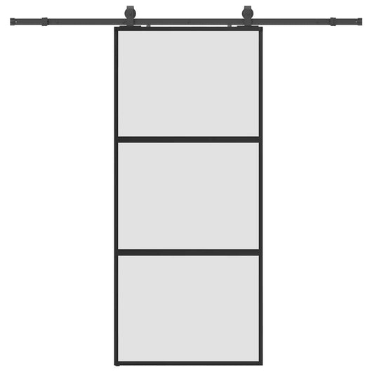 vidaXL Porta Scorrevole Set Ferramenta Nera 90x205 cm Vetro Temperato