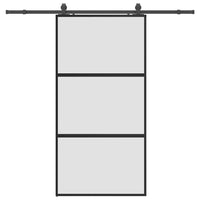 Porta Scorrevole Ferramenta Nera 102,5x205 cm Vetro Temperato 3375956