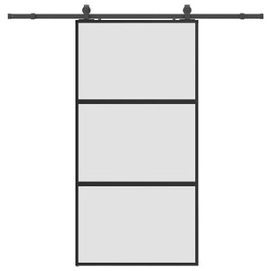 Porta Scorrevole Ferramenta Nera 102,5x205 cm Vetro Temperato 3375956