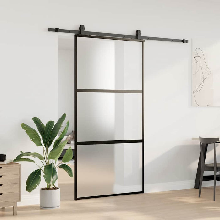 vidaXL Porta Scorrevole Ferramenta Nera 102,5x205 cm Vetro Temperato