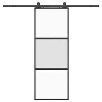 vidaXL Porta Scorrevole Set Ferramenta Nera 76x205 cm Vetro Temperato