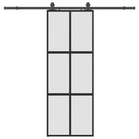 Porta Scorrevole Set Ferramenta Nera 76x205 cm Vetro Temperato 3375960
